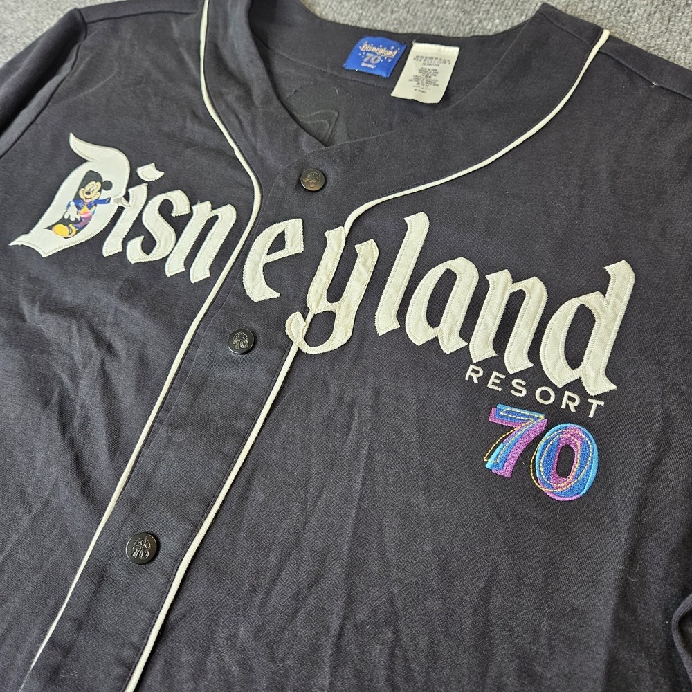 Disneyland 70th Anniversary Baseball Jersey Size XL Black Embroidered